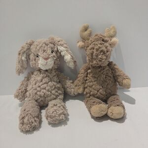 Lot Of 2 Mary Meyer Nursery Stuffed Animals Rabbit Moose Soft Cuddly